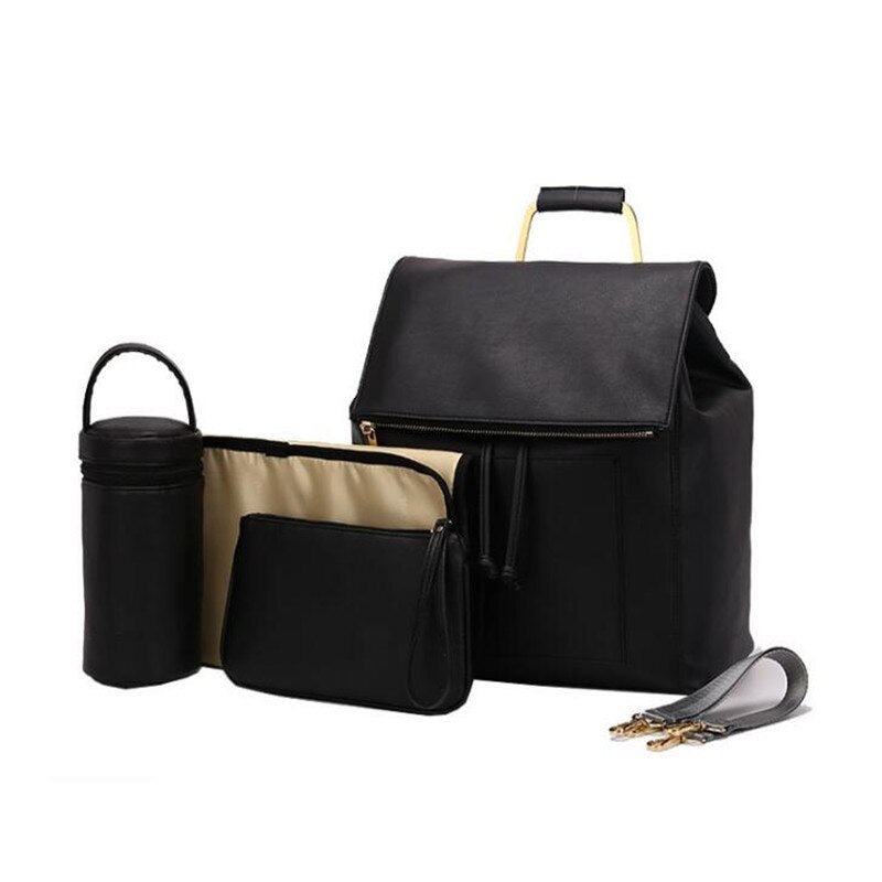 Fashion Pu Nappy Backpack Large Capacity Changing Backpack with Insulated Pockets for Baby Mommy Bagsnsulated Pockets for Baby