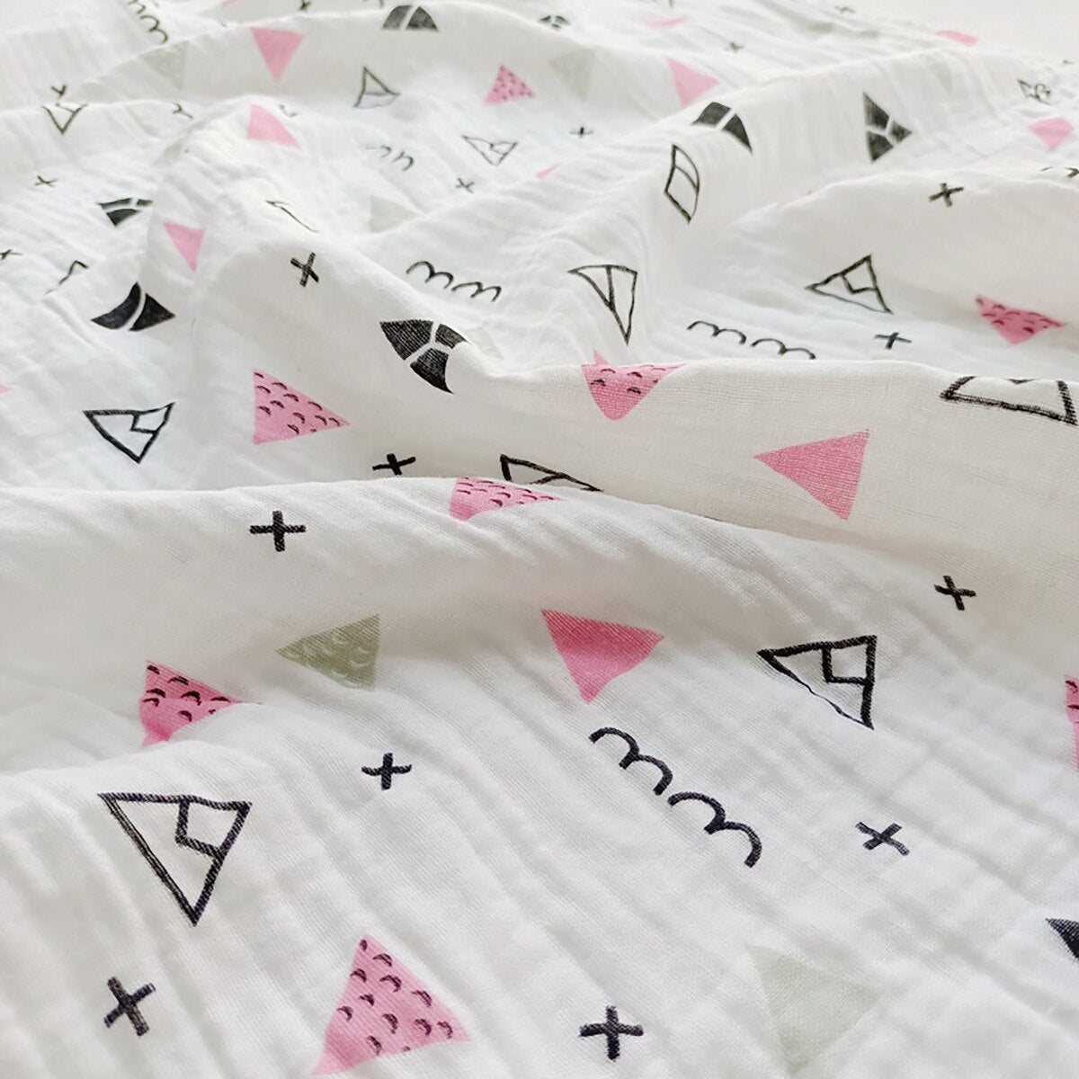 hibobi Baby Blanket Soft Thin Cotton Stars Print Bath Towel Wrap Cover Solid Color Bedding for Infant Newborn Boys Girls Unisex