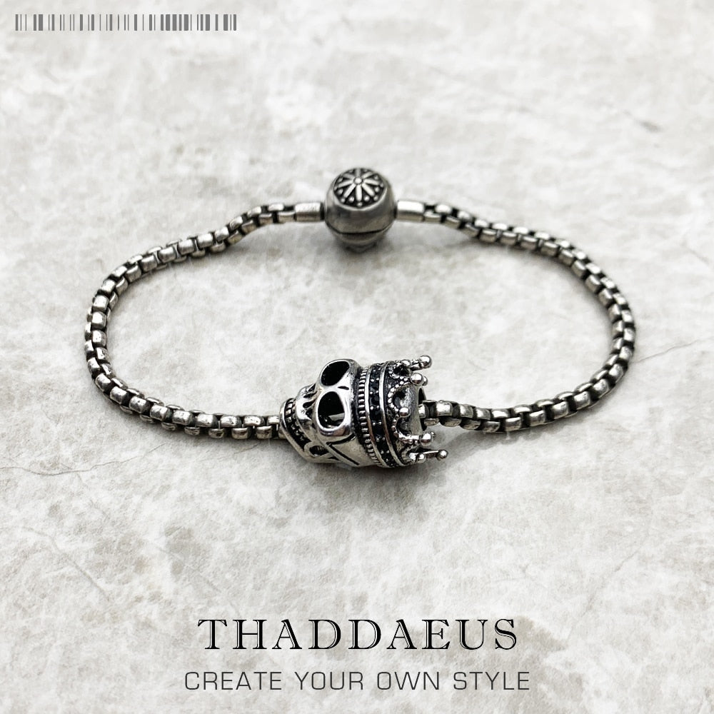 Beads Bracelet Chain With Skull King Karma Jewelry Gift For Europe Men and Women In 925 Sterling Silver Fit Pendants and Charms