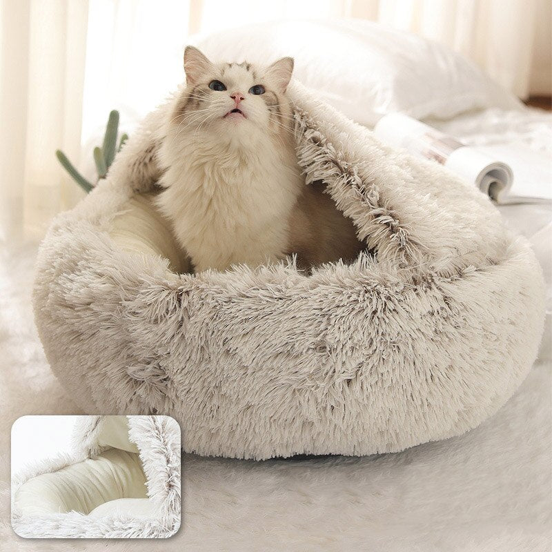 Pet Dog Cat Bed Round Plush Cats Warm Beds House Soft Sleeping Sofa Long Plushed for Small Medium Dogs Nest Cave Cushion Mats