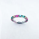 Colorful Stones Royal Ring,Europe Style Bridal Sets Glam Fashion Jewelry For Women Gift In 925 Sterling Silver