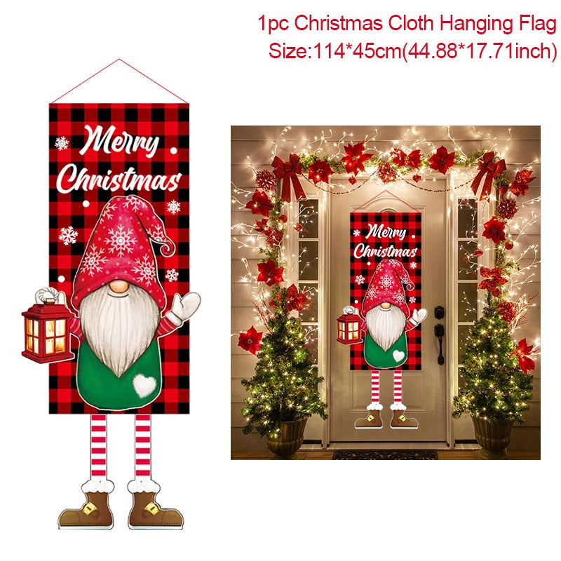 Merry Christmas Porch Door Banner Hanging Ornament Christmas Decoration For Home Xmas Navidad 2022 Happy New Year 2023