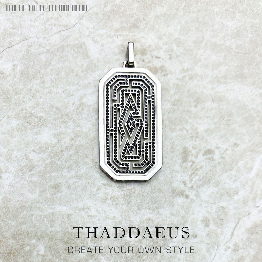 Pendant Maze Brand New Edgy Symbolic Labyrinth Lucky Jewelry 925 Sterling Silver Accessories Dog Tag Gift For Woman &amp; Men