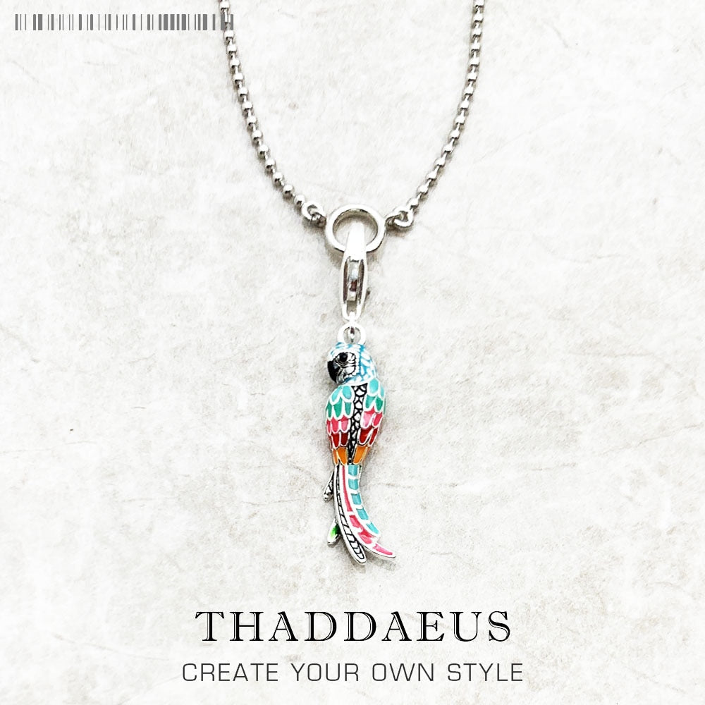 Charm Necklace Parrot Paradise Bird Summer Brand New Fashion Jewelry Europe 925 Sterling Silver Bohemia Gift For Women