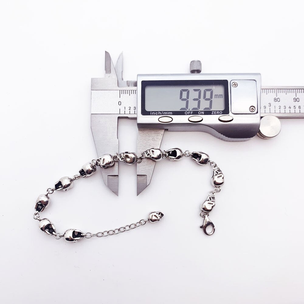 Skulls Link Chain Bracelets Punk 925 Sterling Silver Fashion Rebel Street Jewelry Europe Gift For Men Women