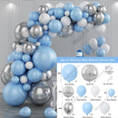 121Pcs Macaron Blue White Silver Balloons Garland Arch Kit Silver 4D Foil Balloons for Baby Shower Wedding Birthday Party Decor - anconmall