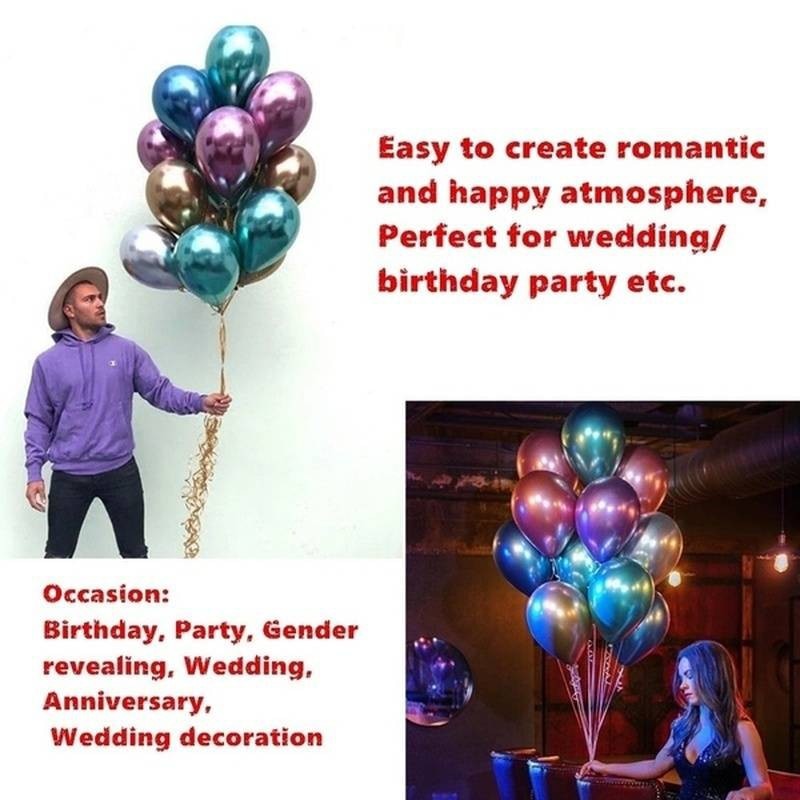 10pcs 12 Inch Metallic Colors Latex Balloons Confetti Inflatable Air Balloons for Birthday Wedding Balloons Decorate Supplies - anconmall
