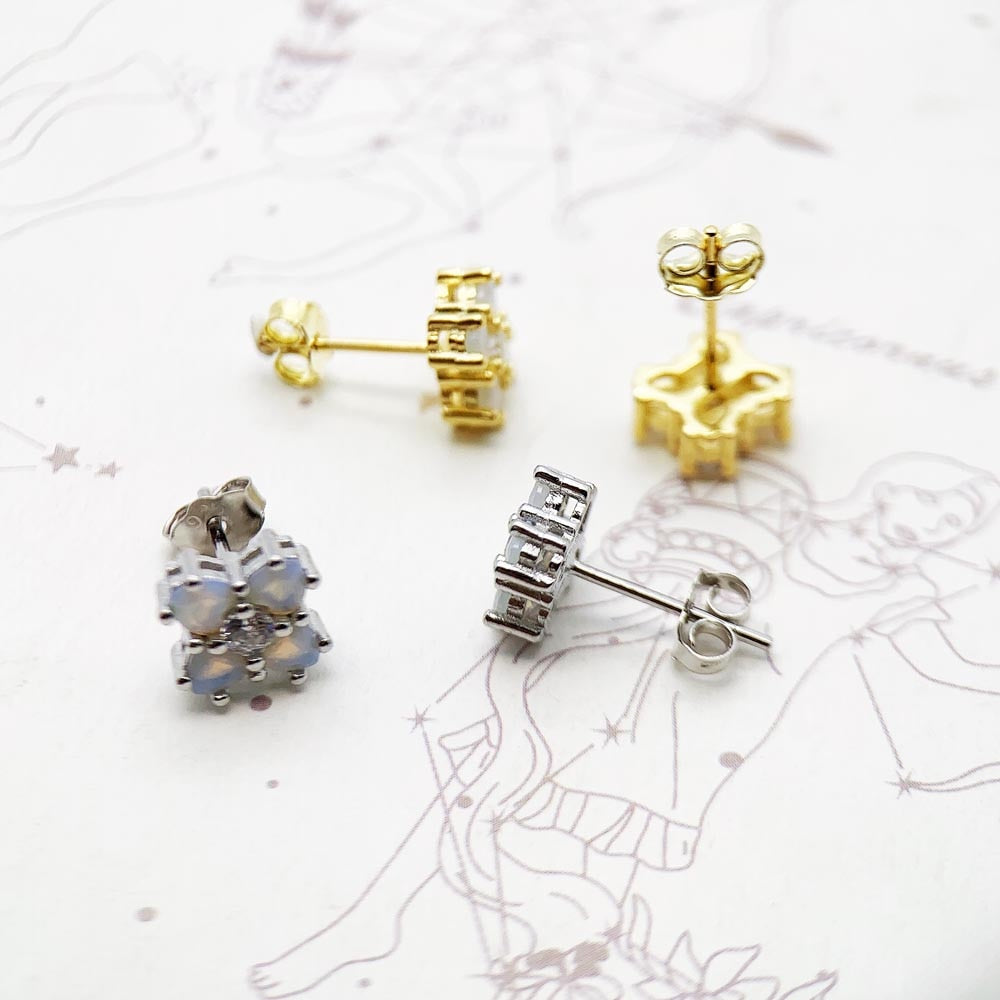 Ear Studs Flower Colourful Stones,Europe Style Fine Jewelry For Women,2022 Brand New Romantic Gift In 925 Sterling Silver