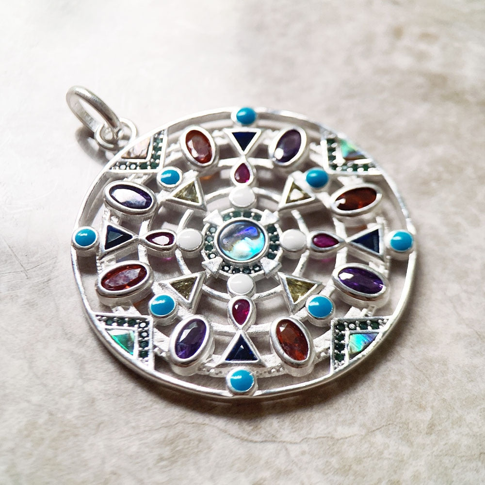 Pendant Colorful Amulet,New Jewelry Bohemia 925 Sterling Silver Accessories Paradise Journey Gift For Women