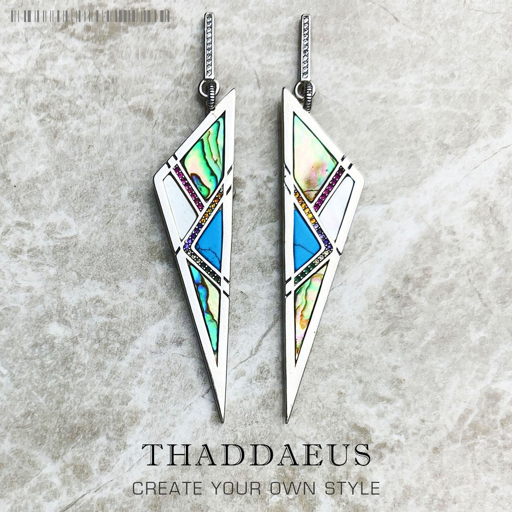 Earrings Triangle,Americans Fine Jewelry For Women New Summer Sterling Silver 925 Turquoise Ear Gift Powerful Lucky Charm