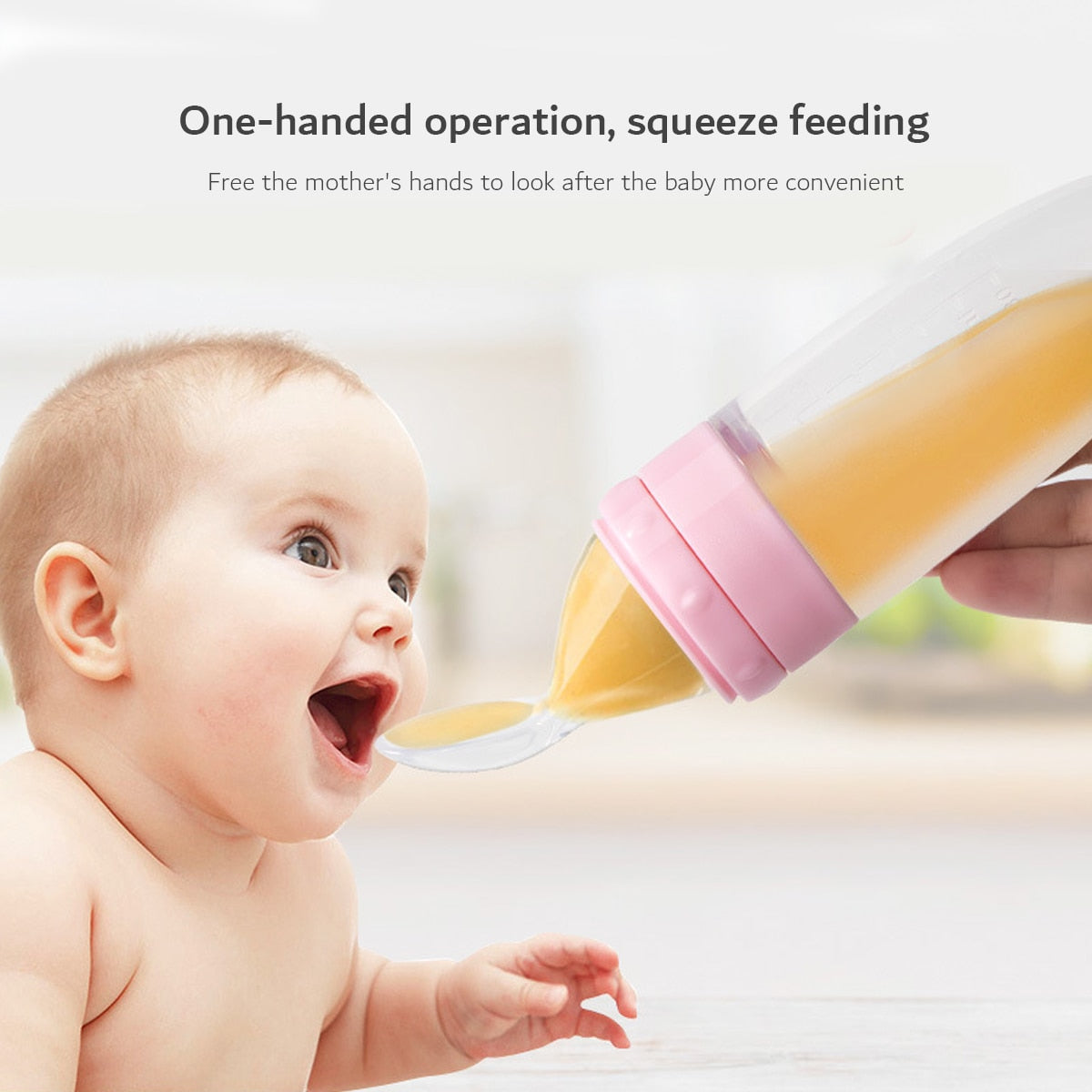 hibobi Baby Newborn Rice Paste Bottle Training Silicone Milk Bottle Squeeze Spoon for Children Complementary Food Supplement