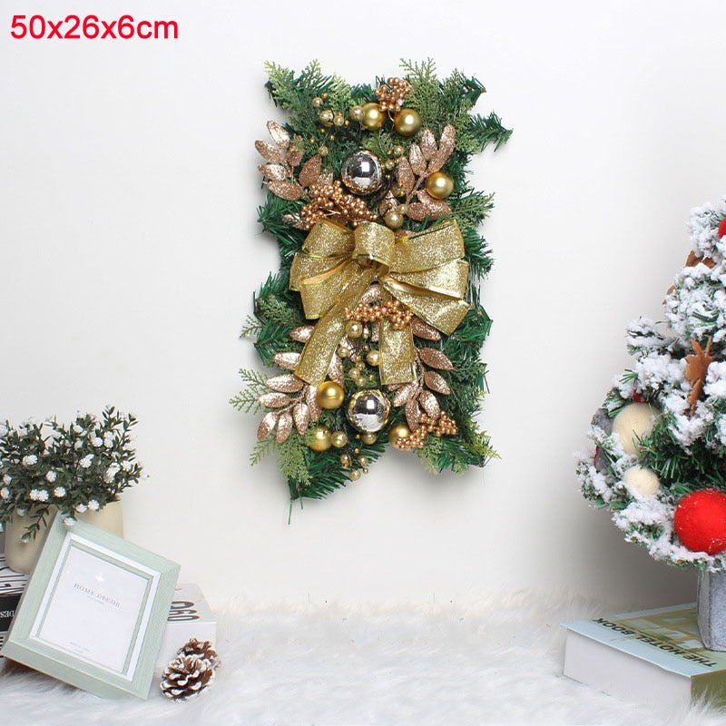 Christmas Wreath Rattan Garland with Lights Pine Needles Christmas Decorations for Home 2022 Xmas Navidad New Year Ornament Noel