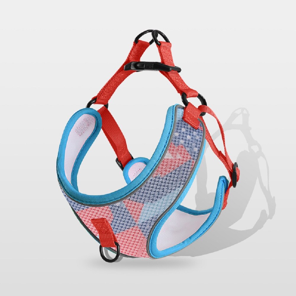 Dog Harness with 1.2m Traction Leash Set Adjustable Mesh Breathable Vest Type Chest Strap Puppy Colorful Doodle for Medium Dogs - anconmall