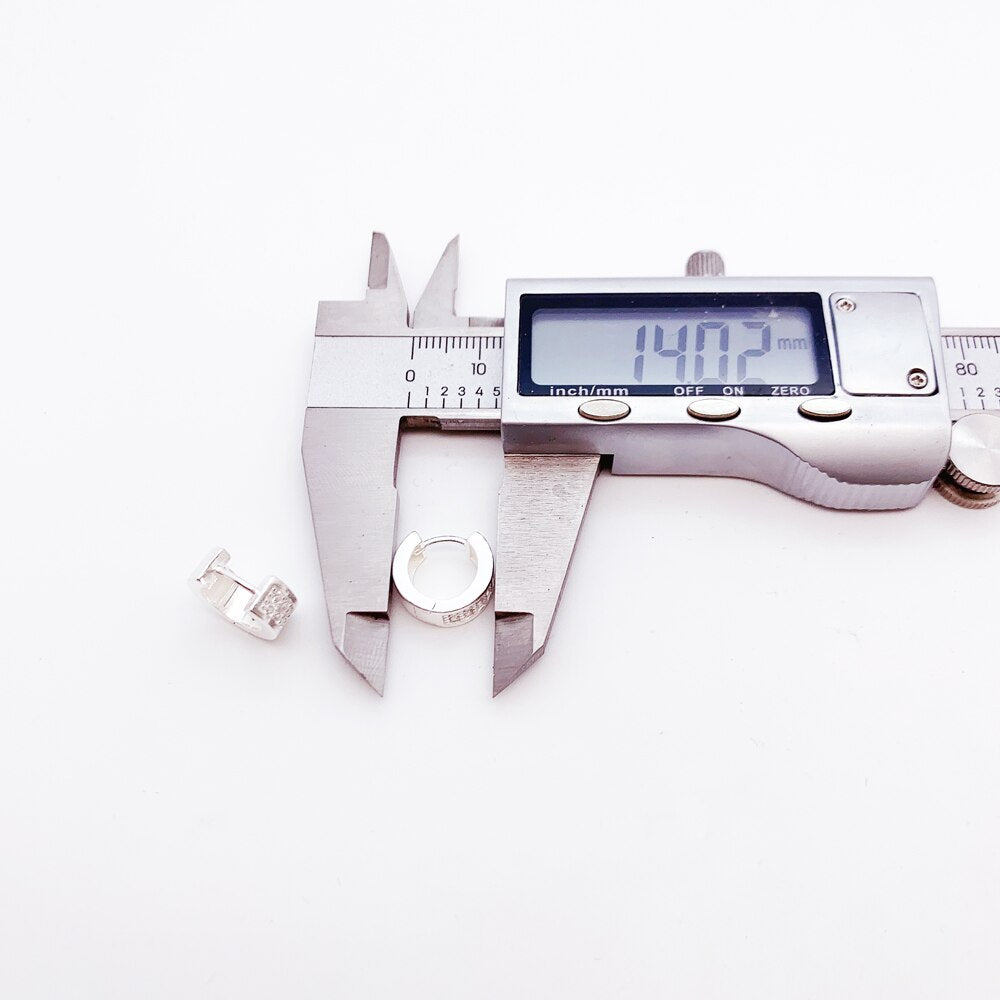 Creole White Stone Hinged Hoop Earrings Gift In 925 Sterling Silver,Europe Style Glam Trendy Fashion Fine Jewerly For Women