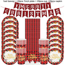 61Pcs/set Merry Christmas Party Disposable Tableware Paper Plates Cup Napkin Banner Xmas Decorations For Home Navidad New Year
