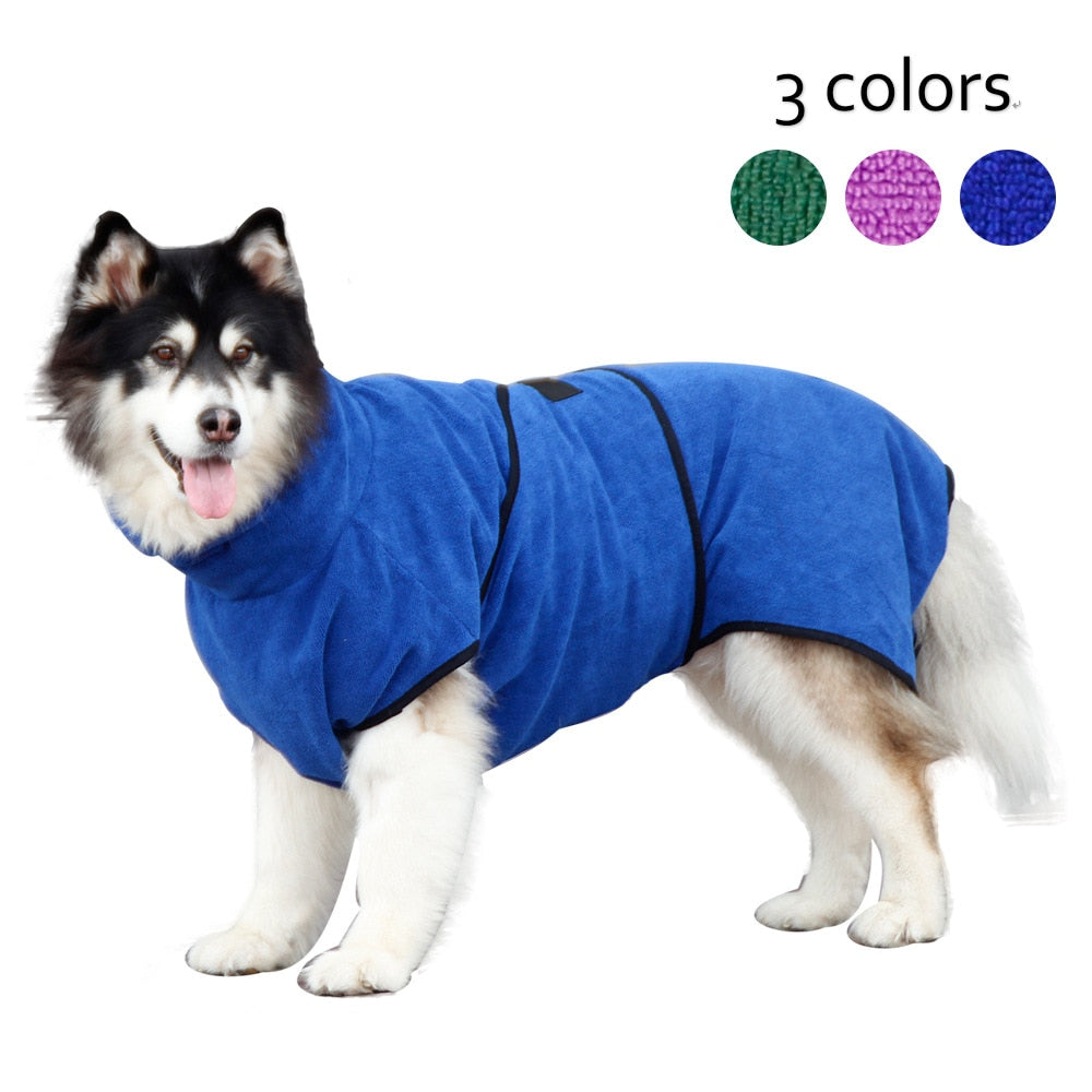 Super Absorbent Pet Bathrobe Quick-Drying Microfiber Thick Towel with Adjustable Strap Design for Dogs and Cats Bathing