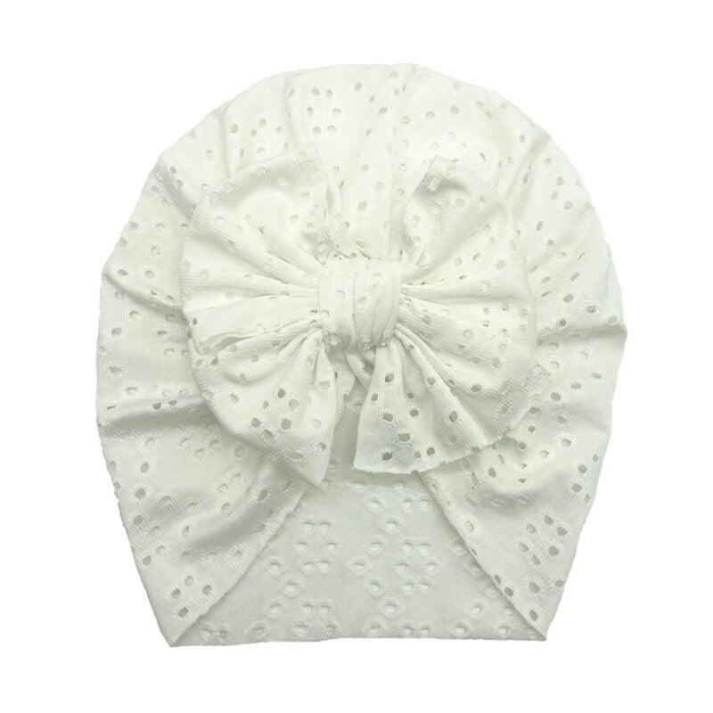 1Pc Newborn Fetal Hat Summer Hollow Breathable Baby Bow Knotted Polyester Hats for Newborn Infant Headwear Baby Shower Caps