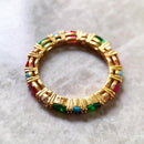 Gold Color Colorful Stones Ring Europe Style Glam Fine Jewerly For Women Gift In 925 Sterling Silver