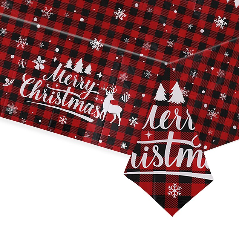 274x137cm Christmas Tablecloth Table Cover Merry Christmas Decorations for Home New Year Party Supplies Disposable Tableware