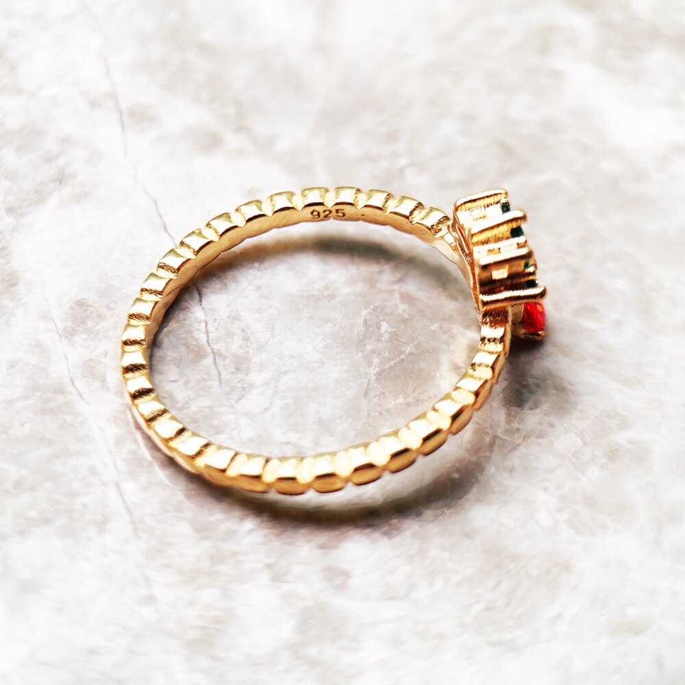 Ring Pineapple Europe Style Golden Fine Jewerly For Women 2022 Brand New Sweet Gift In 925 Sterling Silver