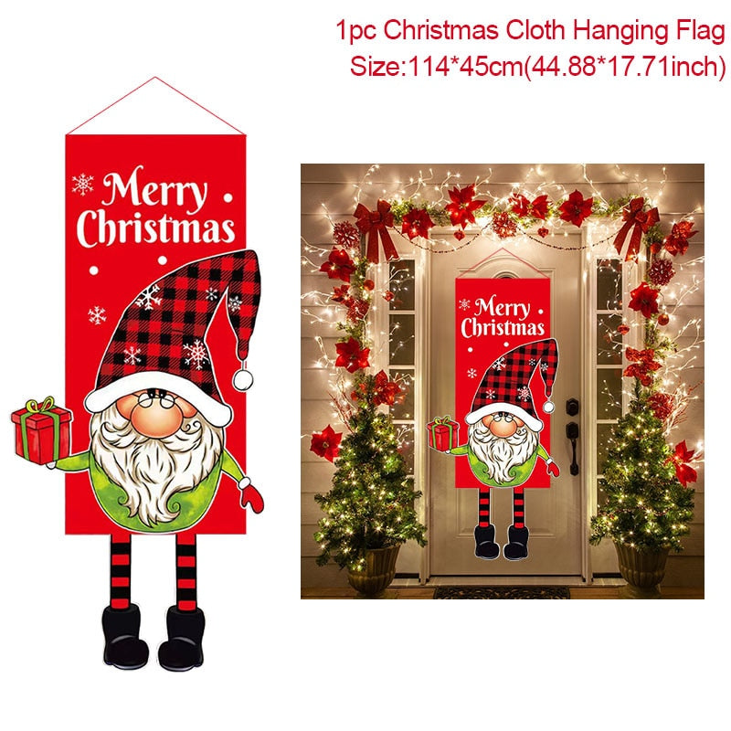 Merry Christmas Porch Door Banner Hanging Ornament Christmas Decoration For Home Xmas Navidad 2022 Happy New Year 2023