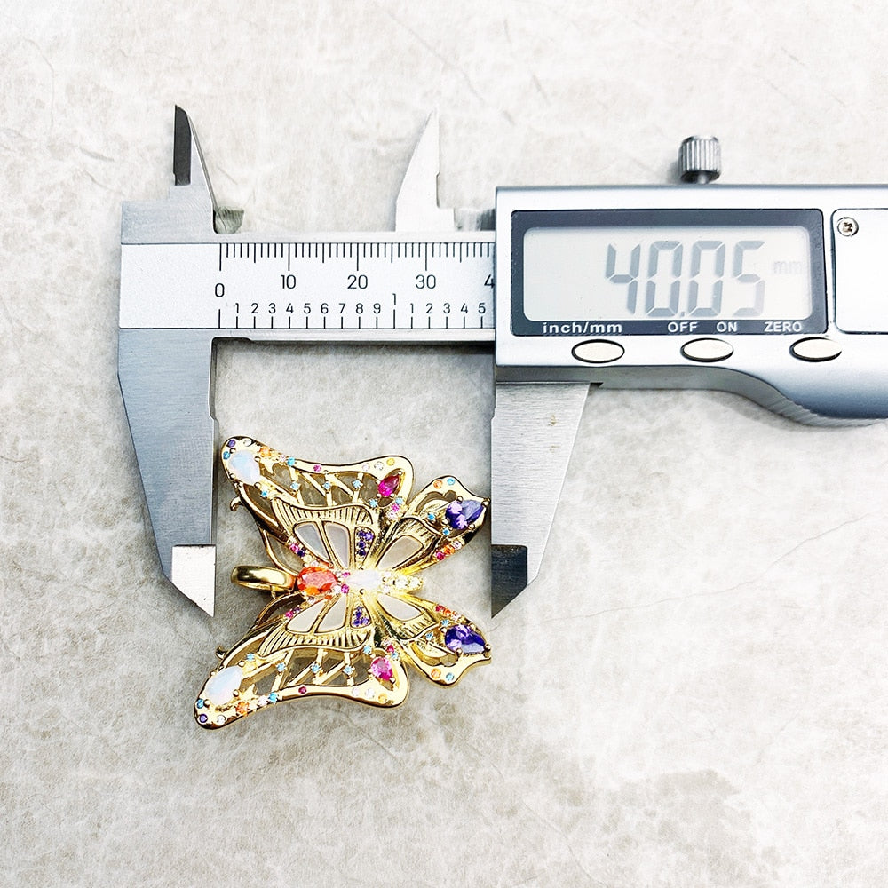 Detailed Golden Butterfly Pendant Brand New 925 Sterling Silver Jewelry Europe Accessorie Trendy Gift For Woman