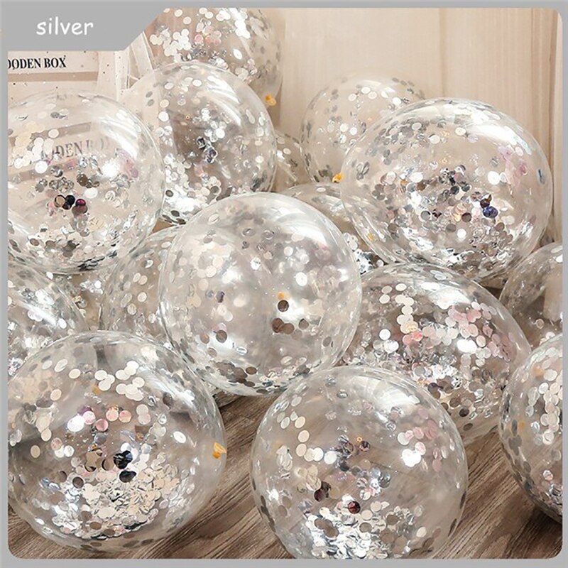 10pcs 12inch Glitter Gold Confetti Latex Balloons Romantic Wedding Decor Clear Balloon Birthday Party Decorations Kids Baby Show - anconmall