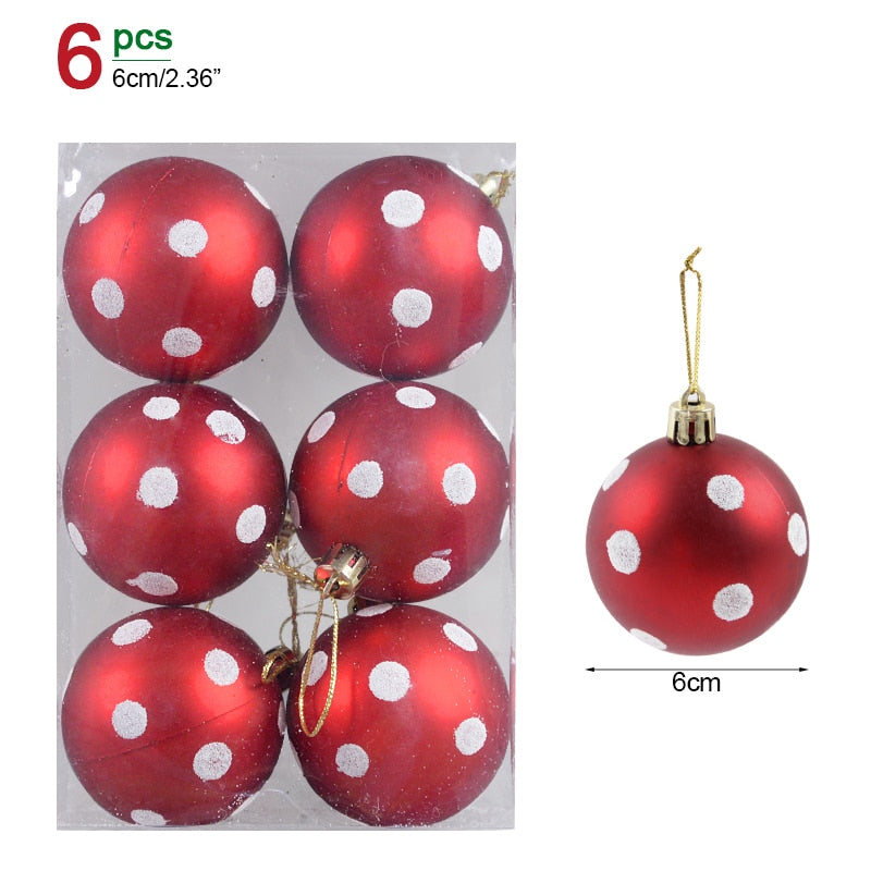 6Pcs/box 6cm Christmas Ball Ornaments Xmas Tree Hanging Pendant Christmas Decorations for Home 2023 Navidad Natal New Year Gift