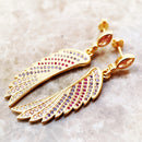 Earrings Gold-Coloured Hummingbird Wing Jewelry For Women New Statements Gift In Pure Sterling Silver 925
