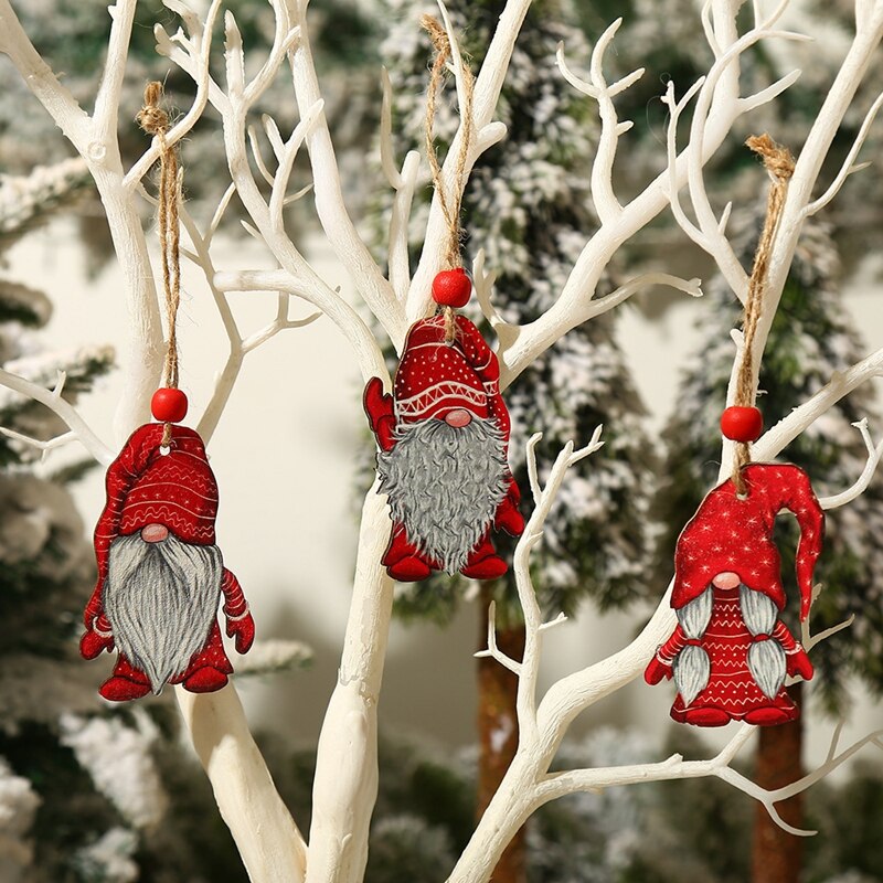 9/12pcs Christmas Tree Decorations Gnomes Wooden Pendants Ornaments Navidad 2022 New Year Gift Xmas Decorations for Home Noel