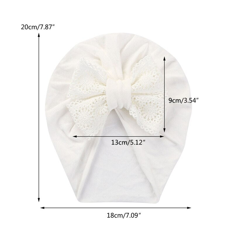 Baby Girl Turban Bow Hats Breathable Hat Headdress w/ Pure Color Comfort Beanie Skin Friendly Hand Wash Newborn Head