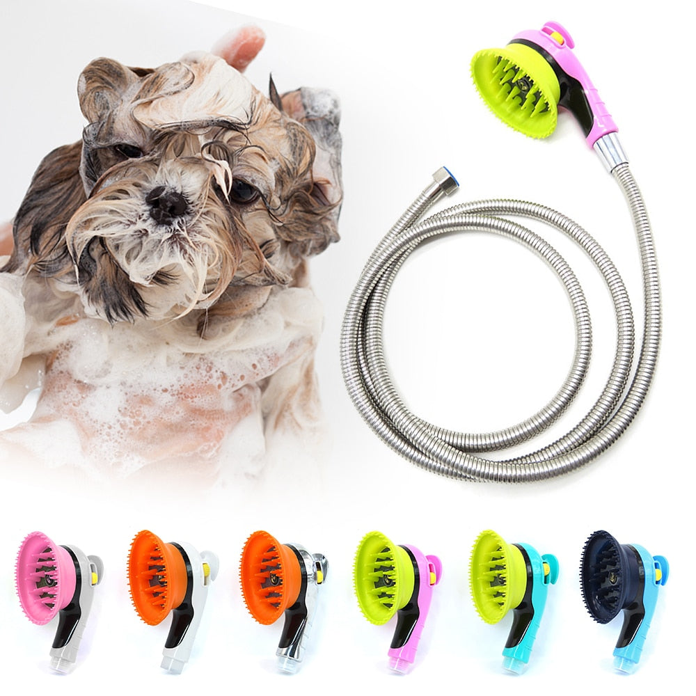 Pet Dog Bathing Shower Head Sprayers Cleaning Hair Wash Soft Massage Brush for Dog Cat Comb Pet Washing Sprinkler Scrubber - anconmall