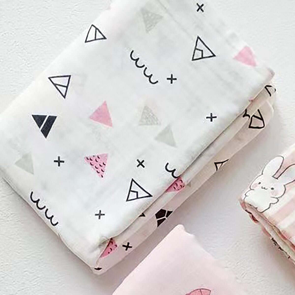 hibobi Baby Blanket Soft Thin Cotton Stars Print Bath Towel Wrap Cover Solid Color Bedding for Infant Newborn Boys Girls Unisex