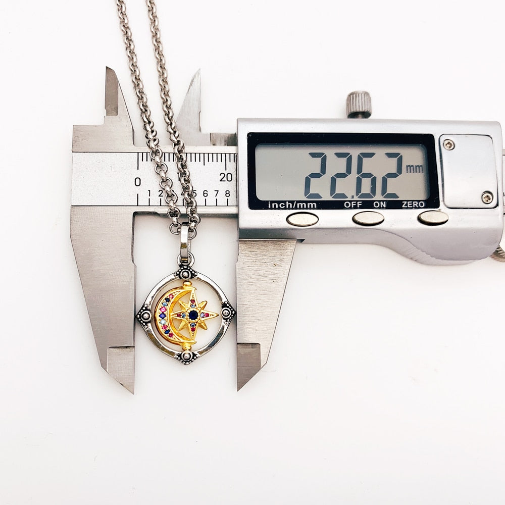 Star And Moon Golden Pendant Link Chain Necklace Summer Brand New Fine Jewelry Europe 925 Sterling Silver Lucky Gift For Women