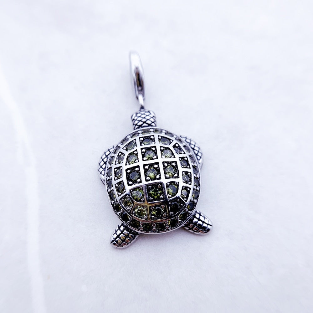 Pendant Green Turtle Large Brand New Fashion Jewelry Europe 925 Silver Sterling Accessories Gift For Woman Men