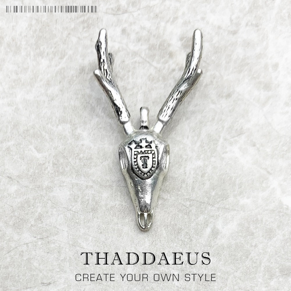 Pendants Deer Antlers Brand Punk Fashion Jewelry Europe Rebel Street 925 Sterling Silver Accessories Gift For Men