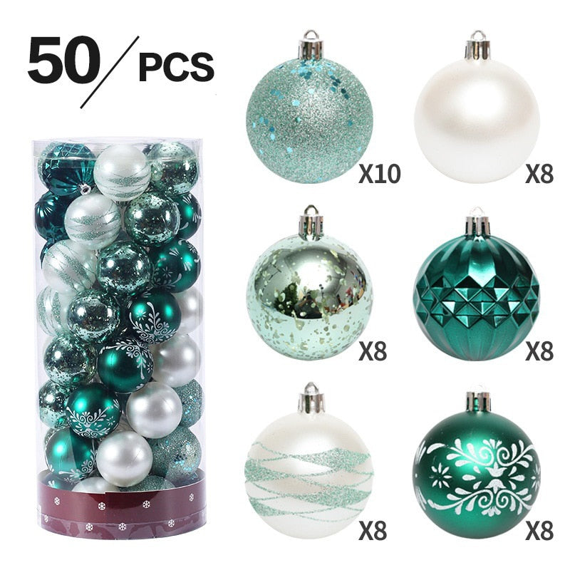 50Pcs 6cm Mixed Christmas Balls Xmas Tree DIY Ornament Pendant Christmas Decoration for Home Noel Navidad Natal New Year Gifts