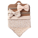 3Pcs/Set Cotton Baby Bib Bow Headband Adjustable Button Triangle Saliva Towel Print Infant Boy Girl