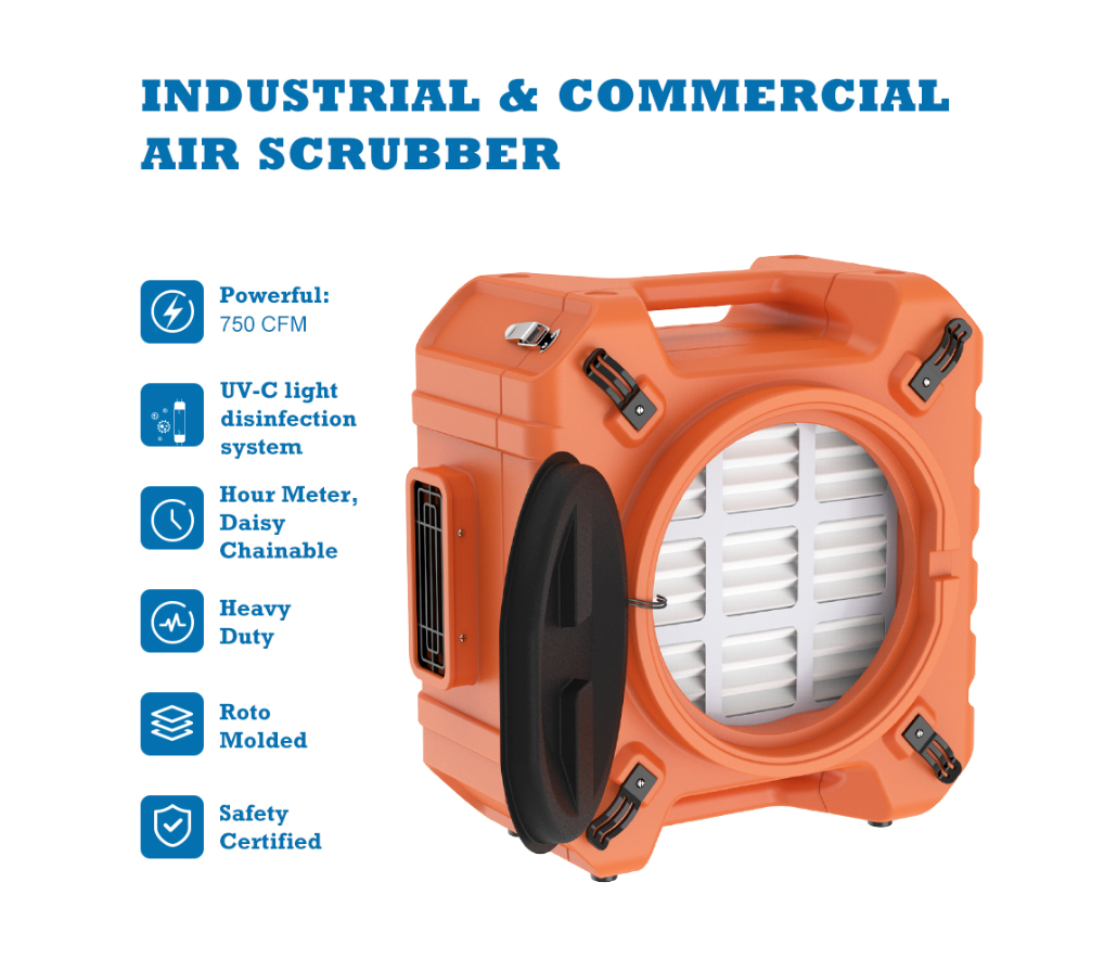 AlorAir® PureAiro HEPA Pro 970 Air Scrubber, UV-C Light, Commercial 3-Stage HEPA Filtration, Negative Air Scrubber | Water Damage Restoration