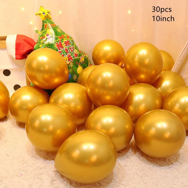 30pcs Christmas Latex Balloon 10inch Golden Green Balloons Confetti Air Christmas Tree Party Kids Decoration Supplies