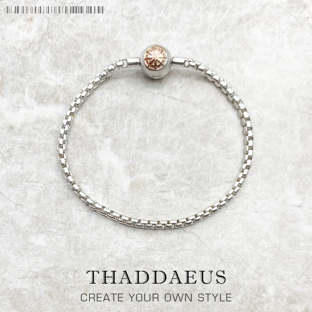 Bracelets Rose Gold Link Chain 925 Sterling Silver Fashion Jewelry For Women Men Trendy Europe Style Karma Diy Gift