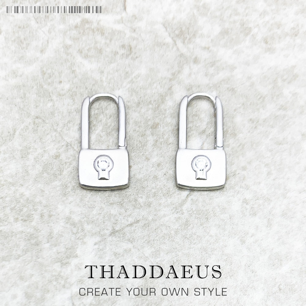 Hoop Earrings Lock Glamorous Fine Jewerly For Women Winter Trendy Gift In 925 Sterling Silver