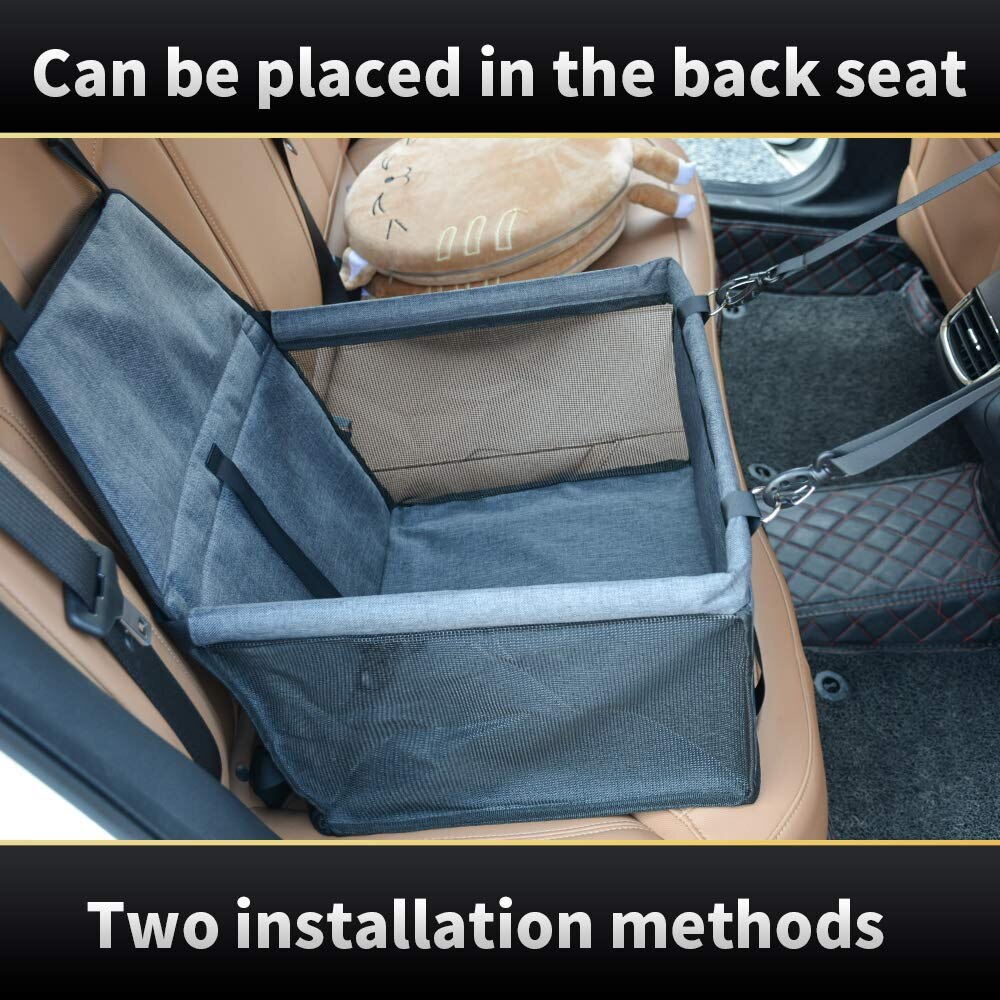 Sturdy PVC Support Tube Pet Booster Seat Anti-Collapse Small Pet Car Basket for Carrying Pet Dogs and Cats with Safety Seat Belt