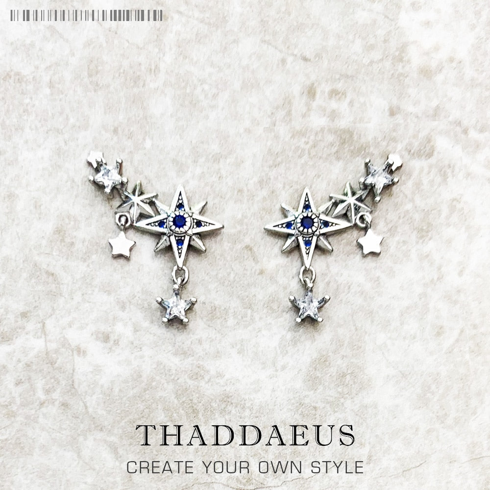 Ear Climber Royalty Stars Lucky Gift For Women Summer New Bohemia Fine Jewelry Earrings In 925 Sterling Silver