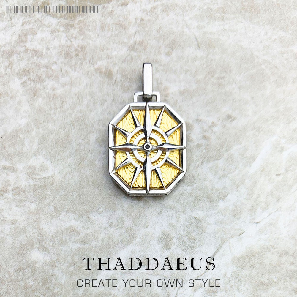 Pendant Life Compass Gold Winter Brand New Fine Jewelry 925 Sterling Silver Dog Tag Gift For Women Men