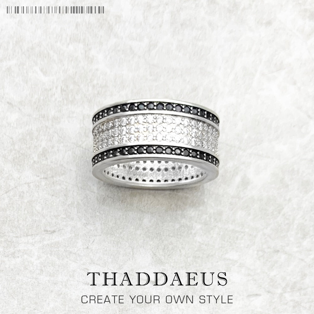 Black And White Ring,Europe Style Glam Fine Jewerly For Women Gift In 925 Sterling Silver