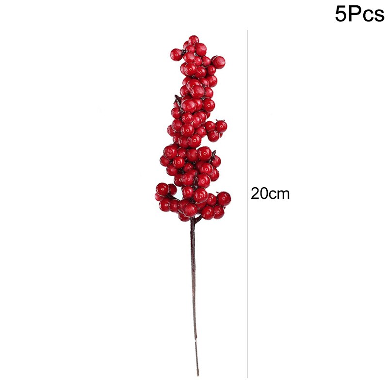 5Pcs Artificial Red Christmas Berries Pine Cone Branches For Christmas Home DIY Wreath Decorations Xmas Tree Ornaments Noel 2023