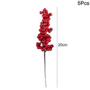 5Pcs Artificial Red Christmas Berries Pine Cone Branches For Christmas Home DIY Wreath Decorations Xmas Tree Ornaments Noel 2023