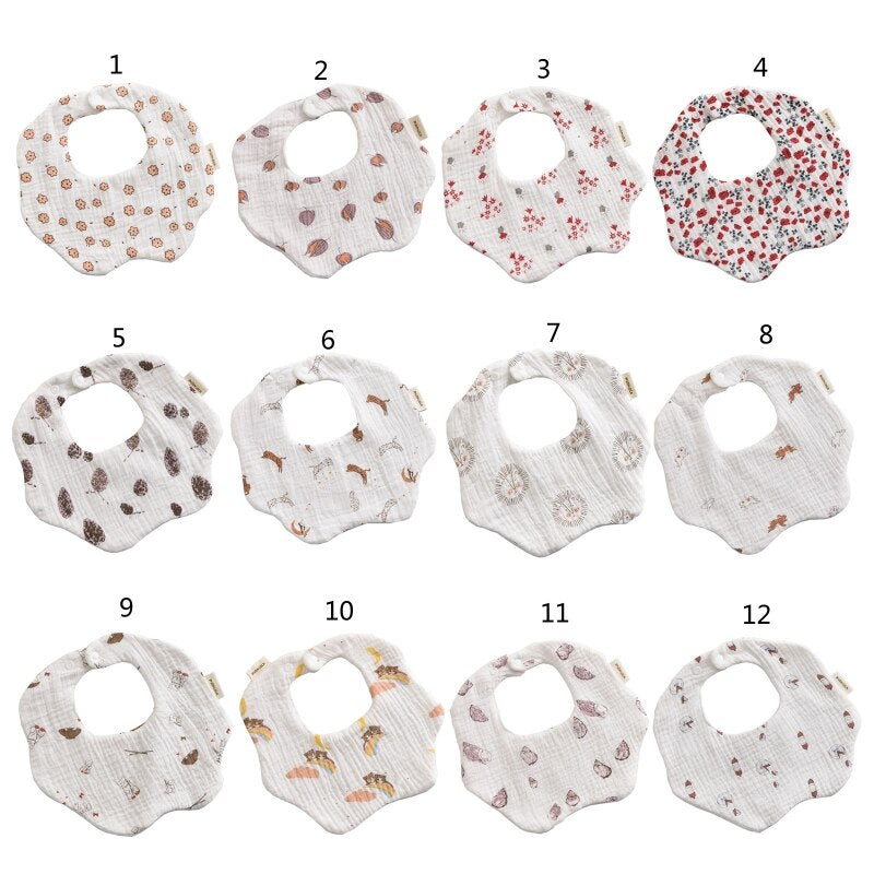 Petal Baby Bib 360 Degree Rotation 6 Layers Gauze Muslin Saliva Towel for Infant Toddler Kids Boys Girls Chewable Drool Burp