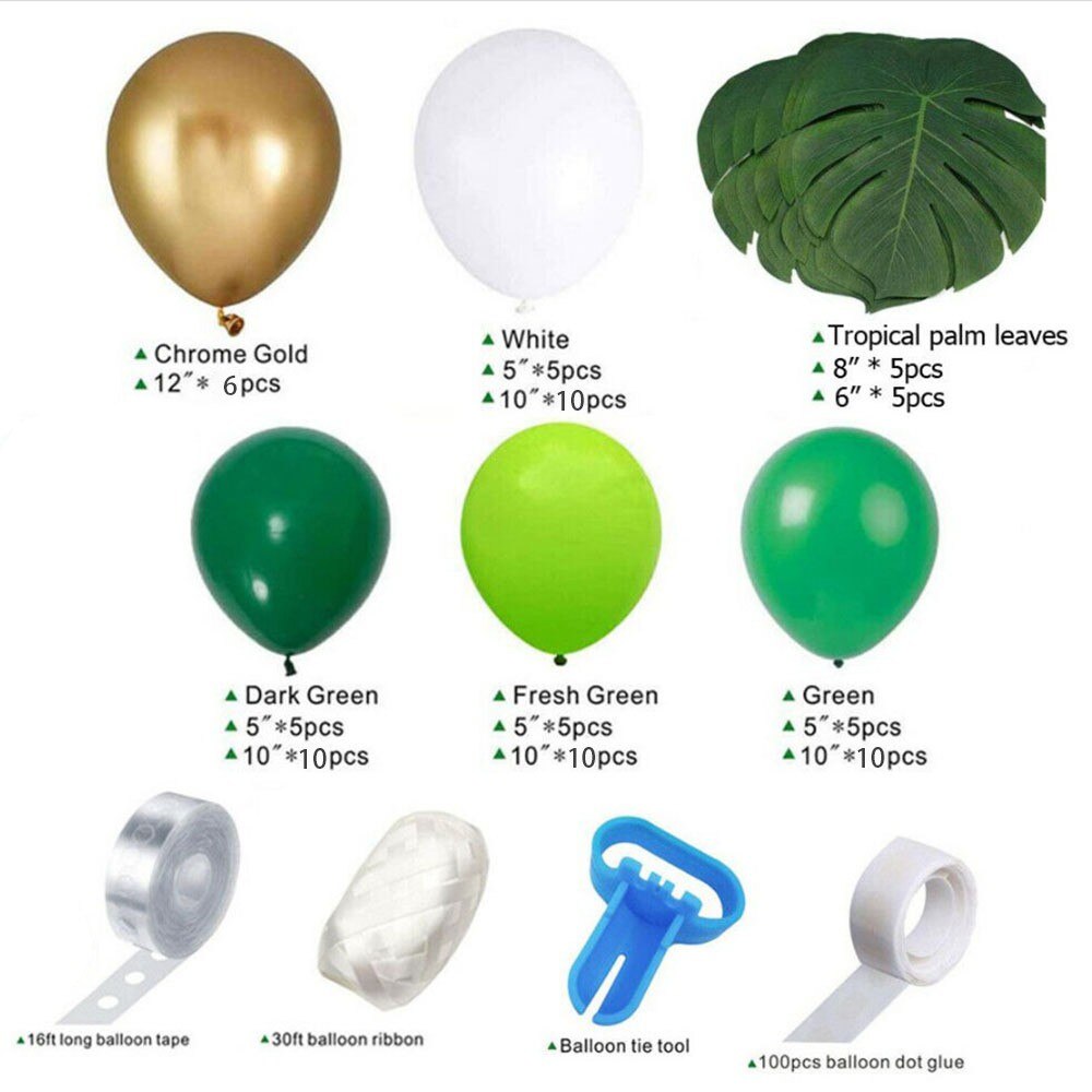 Birthday Party Needs Balloon Jungle Party Balloon Arch Green Balloon Decoration With Artificial Tropical Palm Leaves - anconmall